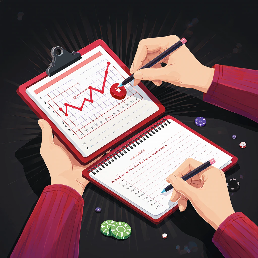 Visualización conceptual de estrategias para Aviator. Gráficas, notas y fichas de casino reflejan decisiones del jugador.