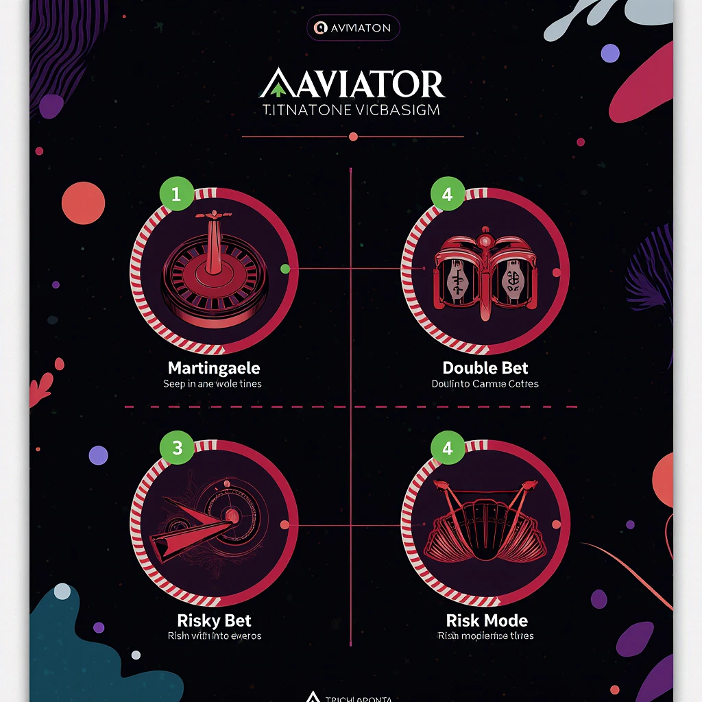 Resumen gráfico de cuatro estrategias populares: Martingala, Apuesta doble, Modo riesgo y Apuesta riesgosa.